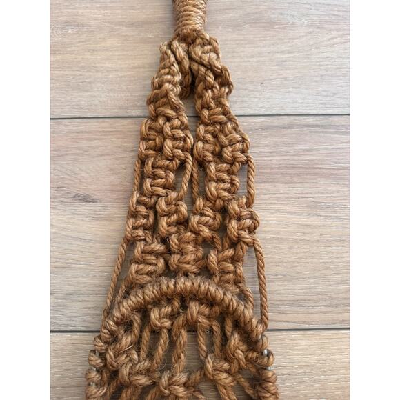 Vintage 1970s Macrame Wall Hanging Boho Brown Braided Fiber Art 34” - Picture 9 of 16
